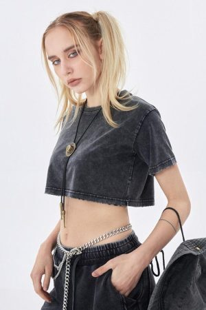 Style Core Aesthetics, New Style Trends - Grunge Washed Crop Top
