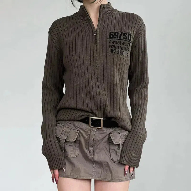 Style Core Aesthetics, New Style Trends - Grunge Zip-Up Cardigan Jacket