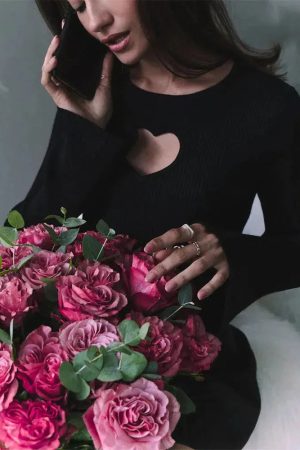 Style Core Aesthetics, New Style Trends - Heart Cut Out Corduroy Top