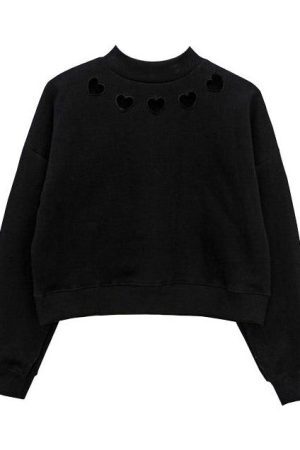 Style Core Aesthetics, New Style Trends - Heart Cut Out Sweatshirt