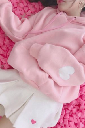 Style Core Aesthetics, New Style Trends - Heart Elbow Patch Hoodie