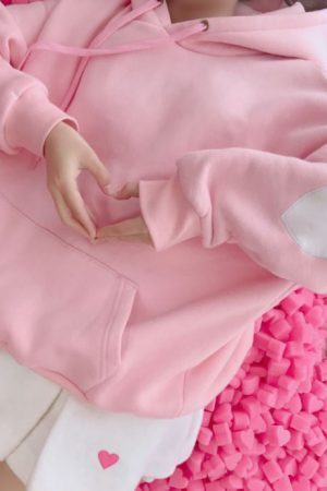 Style Core Aesthetics, New Style Trends - Heart Elbow Patch Hoodie