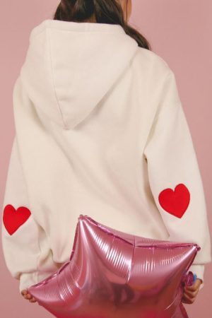 Style Core Aesthetics, New Style Trends - Heart Elbow Patch Hoodie