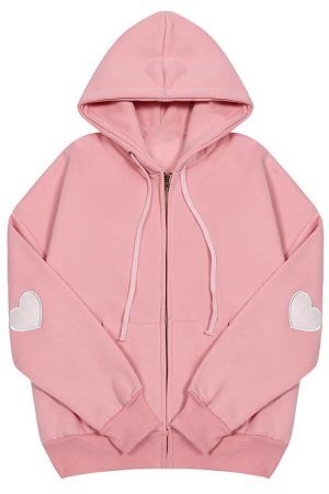 Style Core Aesthetics, New Style Trends - Heart Elbow Patch Hoodie