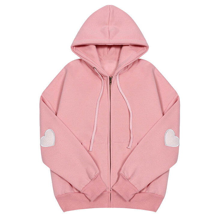 Style Core Aesthetics, New Style Trends - Heart Elbow Patch Hoodie
