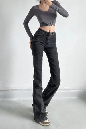 Style Core Aesthetics, New Style Trends - Heart Pocket Flare Jeans
