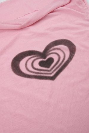 Style Core Aesthetics, New Style Trends - Heart Print See Through Tank Top