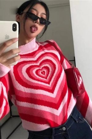 Style Core Aesthetics, New Style Trends - Heart Sweater Y2K