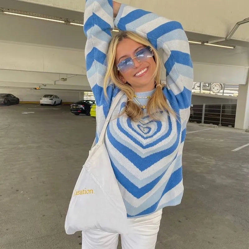 Style Core Aesthetics, New Style Trends - Heart Sweater Y2K