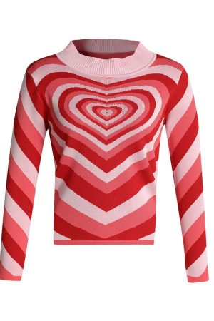Style Core Aesthetics, New Style Trends - Heart Sweater Y2K