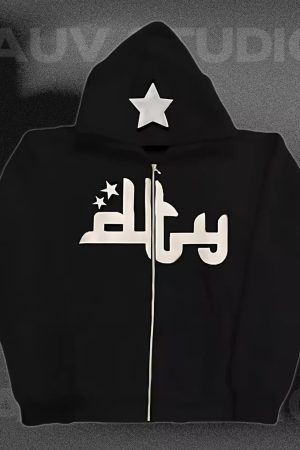 Style Core Aesthetics, New Style Trends - Hoodie zippé écriture arabe