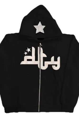Style Core Aesthetics, New Style Trends - Hoodie zippé écriture arabe