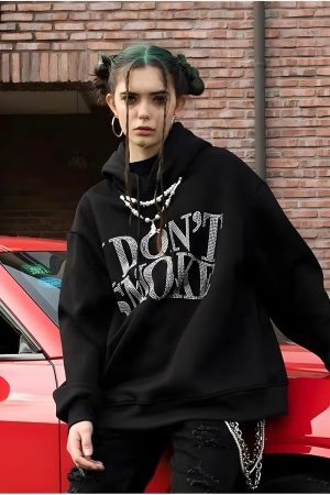 Style Core Aesthetics, New Style Trends - I Don't Smoke Rhinestone Hoodie