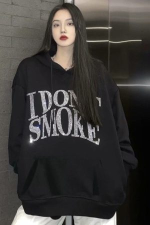 Style Core Aesthetics, New Style Trends - I Don't Smoke Rhinestone Hoodie
