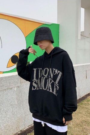 Style Core Aesthetics, New Style Trends - I Don't Smoke Rhinestone Hoodie