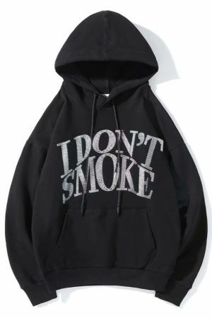 Style Core Aesthetics, New Style Trends - I Don't Smoke Rhinestone Hoodie