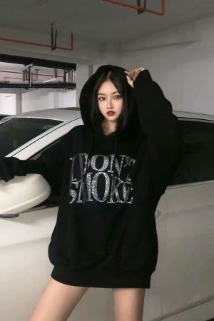 Style Core Aesthetics, New Style Trends - I Don't Smoke Rhinestone Hoodie