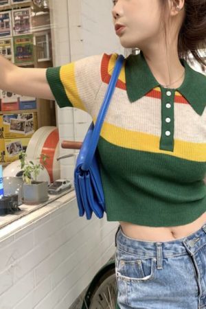 Style Core Aesthetics, New Style Trends - Indie Aesthetic Ribbed Crop Top
