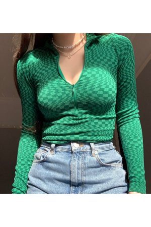 Style Core Aesthetics, New Style Trends - Indie Aesthetic Zip Up Top