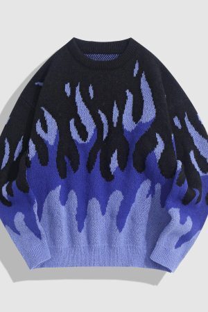 Style Core Aesthetics, New Style Trends - Indie Flame Knitted Sweater