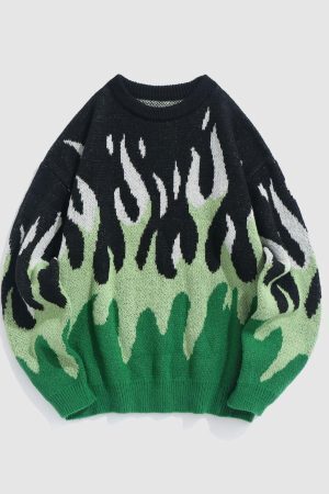Style Core Aesthetics, New Style Trends - Indie Flame Knitted Sweater