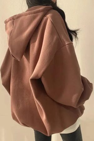 Style Core Aesthetics, New Style Trends - Indie Oversized Zip Up Hoodie