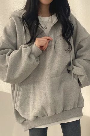 Style Core Aesthetics, New Style Trends - Indie Oversized Zip Up Hoodie