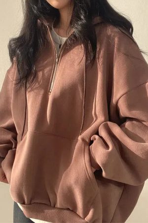 Style Core Aesthetics, New Style Trends - Indie Oversized Zip Up Hoodie