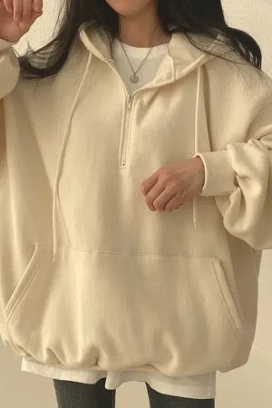 Style Core Aesthetics, New Style Trends - Indie Oversized Zip Up Hoodie