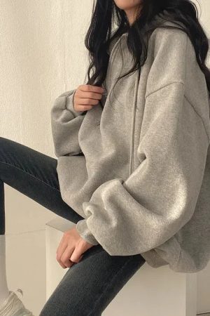 Style Core Aesthetics, New Style Trends - Indie Oversized Zip Up Hoodie