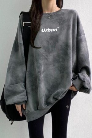 Style Core Aesthetics, New Style Trends - Indie Urban Print Longline Sweatshirt
