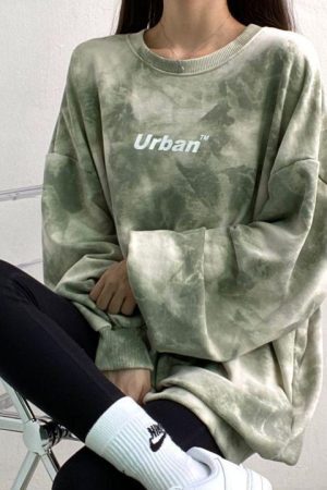 Style Core Aesthetics, New Style Trends - Indie Urban Print Longline Sweatshirt