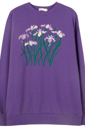 Style Core Aesthetics, New Style Trends - Iris Embroidery Sweatshirt