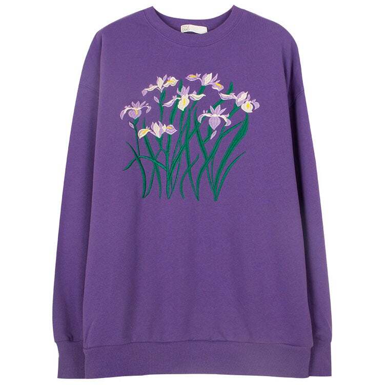 Style Core Aesthetics, New Style Trends - Iris Embroidery Sweatshirt Style Core Aesthetics, New Style Trends - Iris Embroidery Sweatshirt