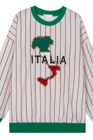 Style Core Aesthetics, New Style Trends - Italia Striped Vintage Sweatshirt