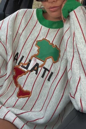 Style Core Aesthetics, New Style Trends - Italia Striped Vintage Sweatshirt
