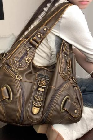 Style Core Aesthetics, New Style Trends - Izrel | Sac Y2K vintage marron à bandoulière