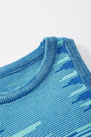 Style Core Aesthetics, New Style Trends - Jacquard Cropped Knit Tank Top