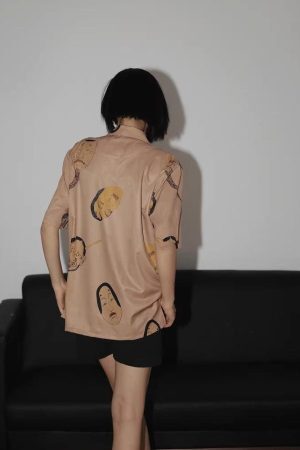 Style Core Aesthetics, New Style Trends - Japanese Art Short Sleeve Blouse