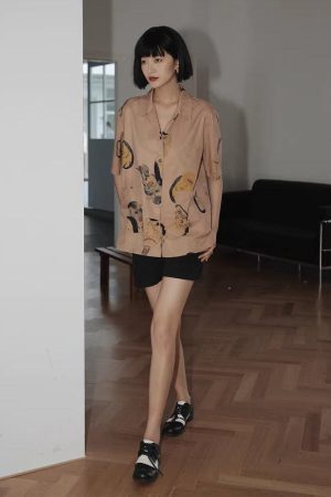 Style Core Aesthetics, New Style Trends - Japanese Art Short Sleeve Blouse