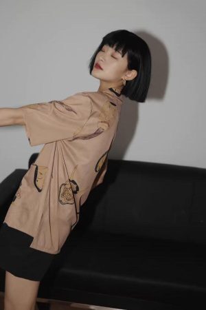 Style Core Aesthetics, New Style Trends - Japanese Art Short Sleeve Blouse