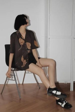 Style Core Aesthetics, New Style Trends - Japanese Art Short Sleeve Blouse