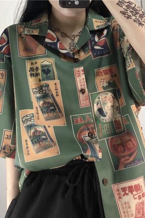 Style Core Aesthetics, New Style Trends - Japanese Figure Print Shirt