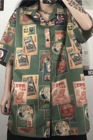 Style Core Aesthetics, New Style Trends - Japanese Figure Print Shirt