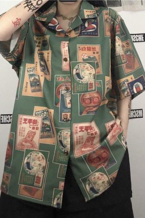 Style Core Aesthetics, New Style Trends - Japanese Figure Print Shirt