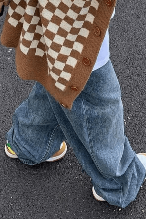 Style Core Aesthetics, New Style Trends - Jean boyfriend bleu délavé à ceinture