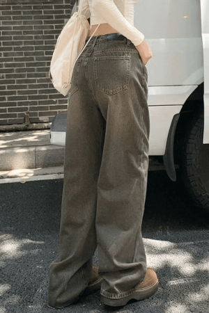 Style Core Aesthetics, New Style Trends - Jean boyfriend bouffant vintage à bretelles à nouer