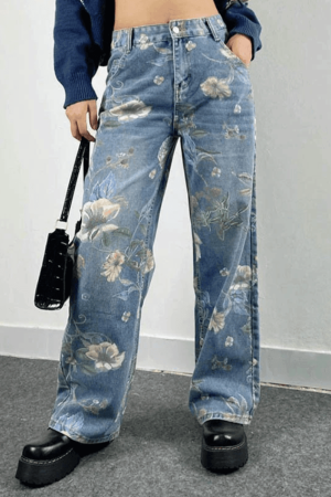 Style Core Aesthetics, New Style Trends - Jean boyfriend bouffant vintage à fleurs