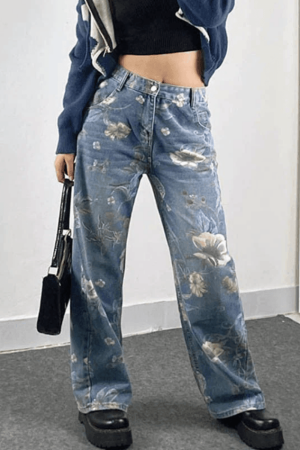 Style Core Aesthetics, New Style Trends - Jean boyfriend bouffant vintage à fleurs