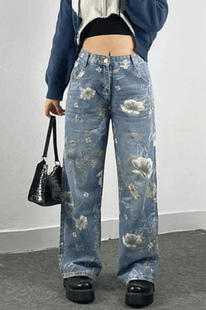 Style Core Aesthetics, New Style Trends - Jean boyfriend bouffant vintage à fleurs